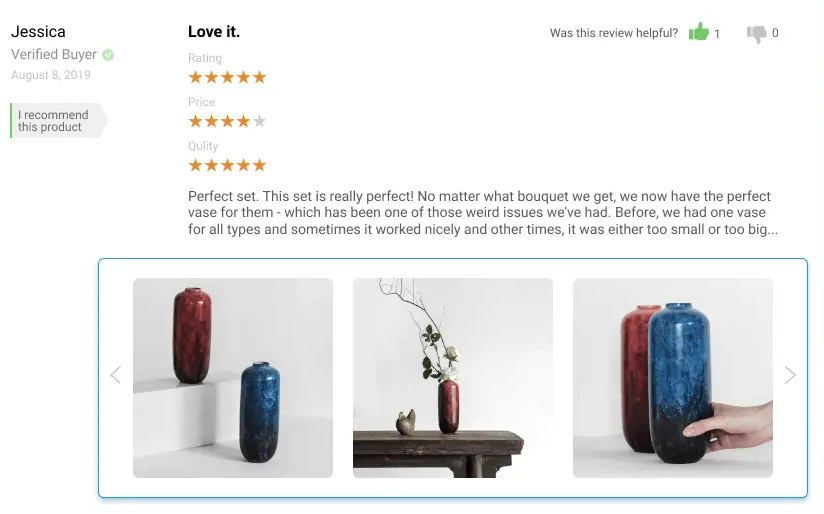 photos from customers in reviews