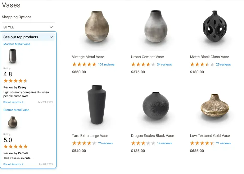 reviews page on site