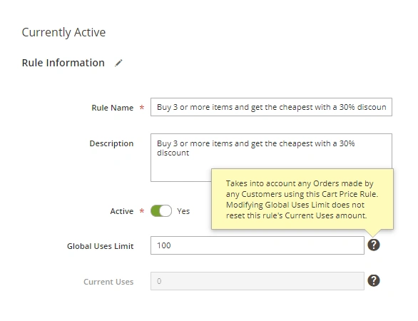Advanced Cart Price Rule Conditions in Amasty Special Promotions Pro Advanced Cart Price Rule Conditions in Amasty Special Promotions Pro - Limit the Number of Rule Triggers