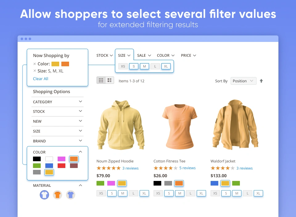 Allow shoppers to select several filter values for extended filtering results