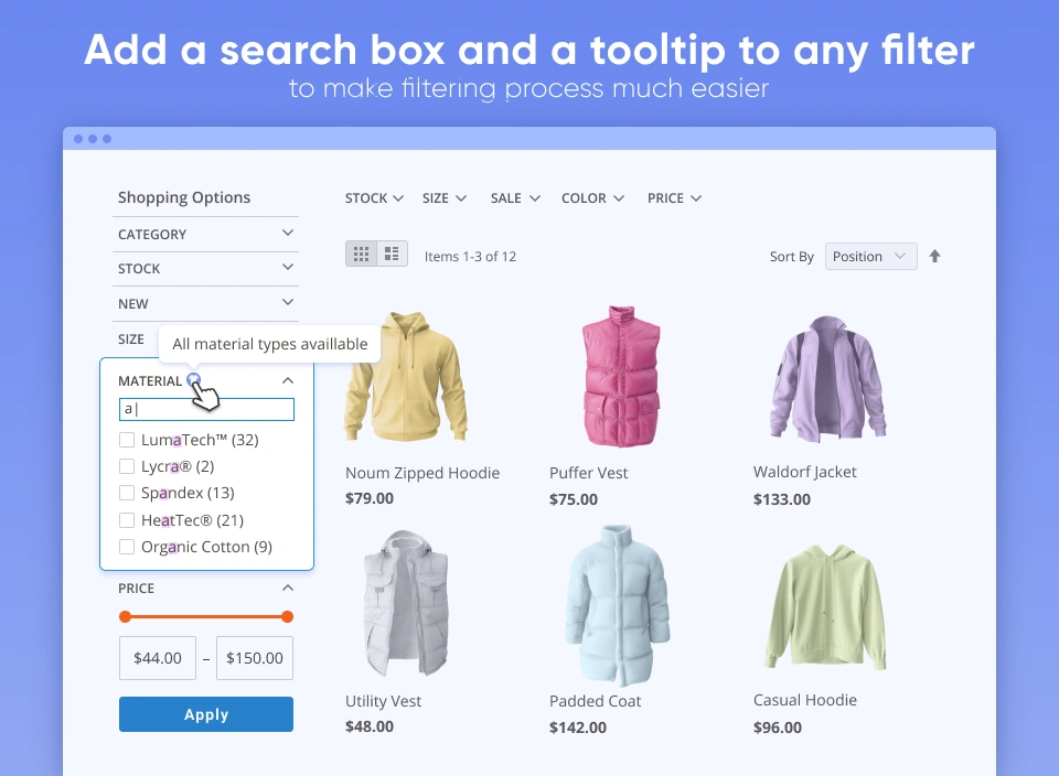 Add a search box and a tooltip to any filter to make filtering process much easier