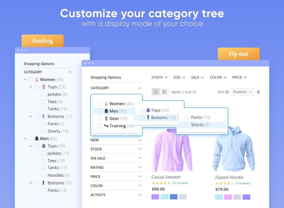 Customize your category tree with a display mode of your choice