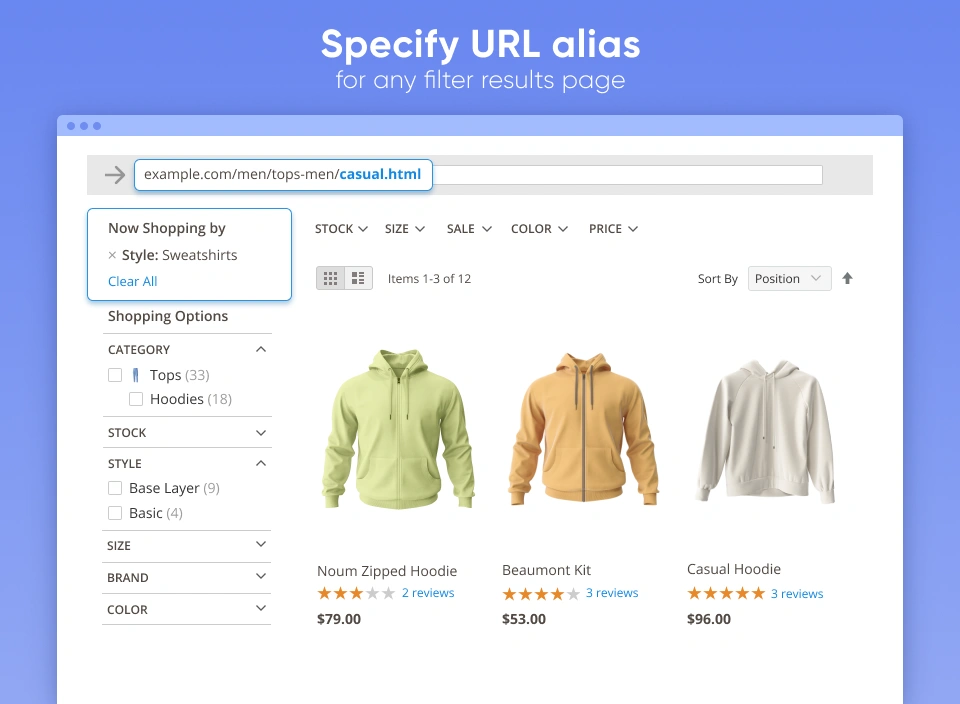 Specify URL alias for any filter results page
