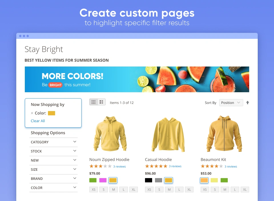 Create custom pages to highlight specific filter results