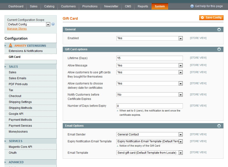 magento gift card extension